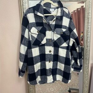 Time and Tru Black and White Plaid Jacket